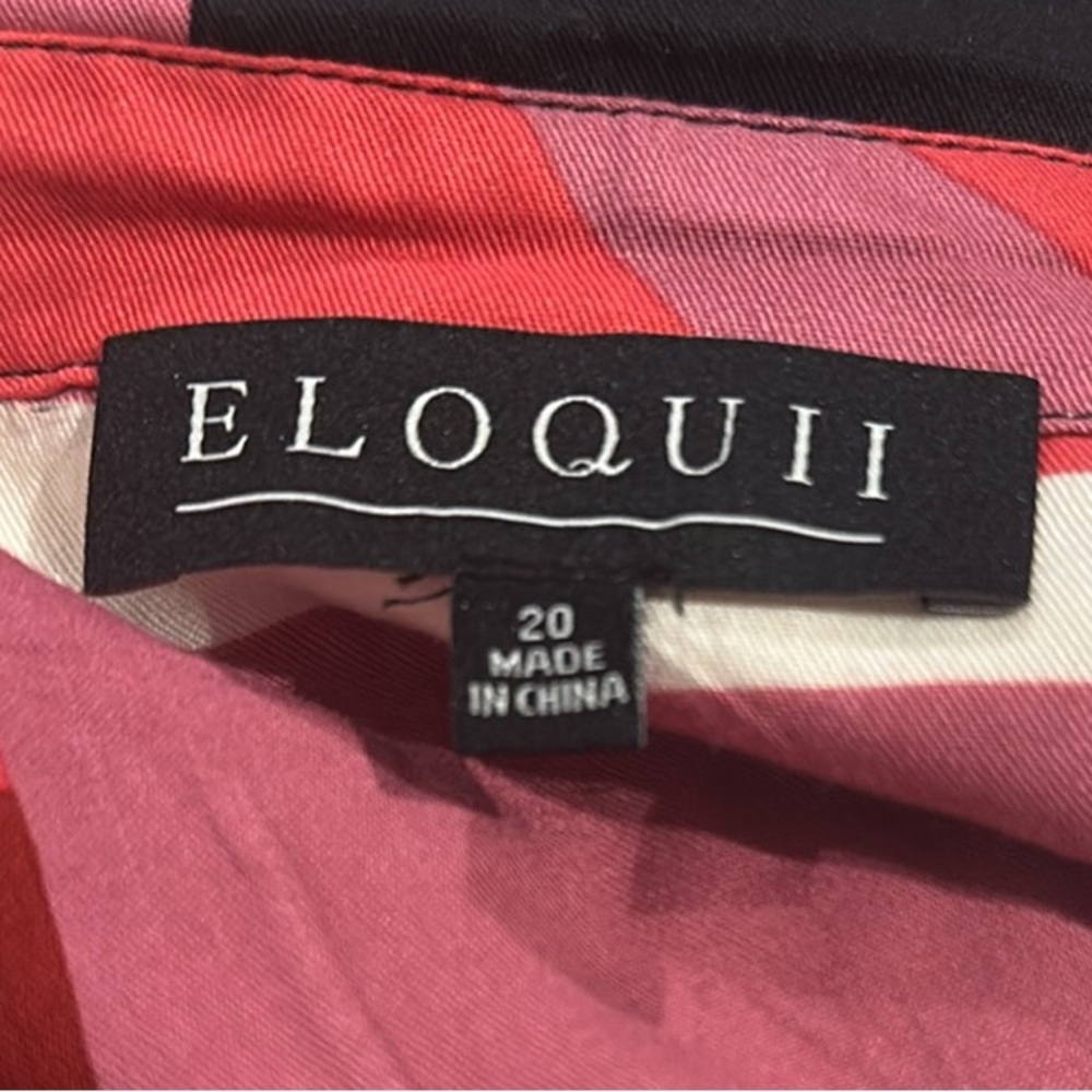ELOQUII EXAGGERATED SLEEVE SHIRT DRESS GEO BLACK RED WHITE PRINT 20 - Picture 5 of 11